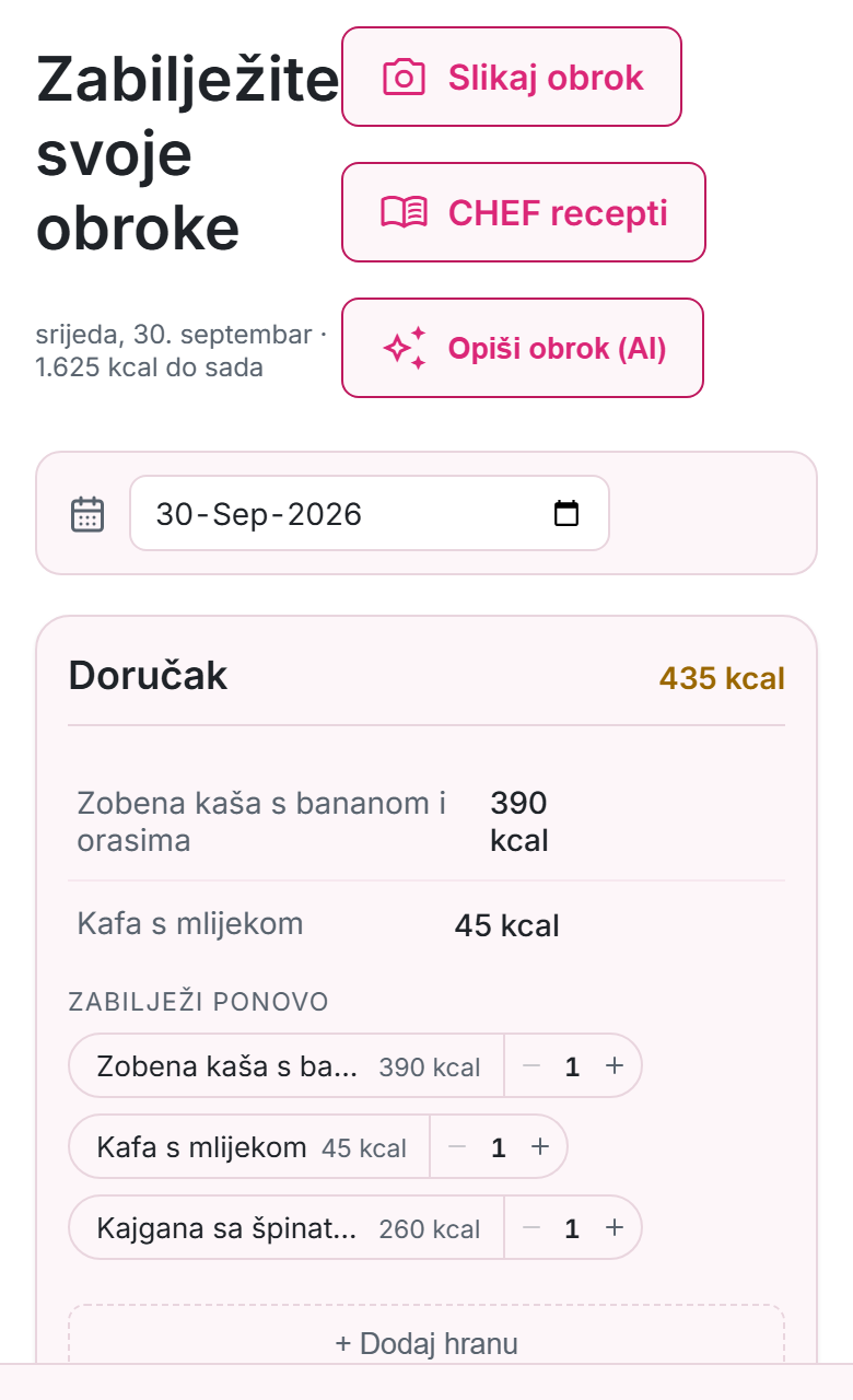 Dnevnik ishrane na mobitelu